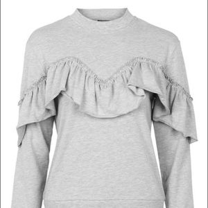 Topshop light grey ruffled sweater